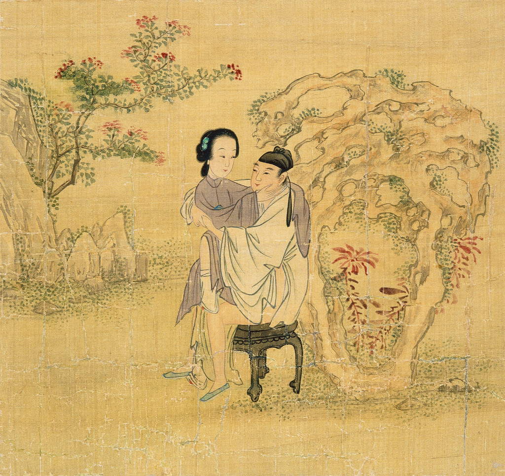 Eén van tien erotische schilderingen op zijde uit het album van Wang Sheng, late Ming-dynastie, copyright foto: F.Bertholet Collection Amsterdam