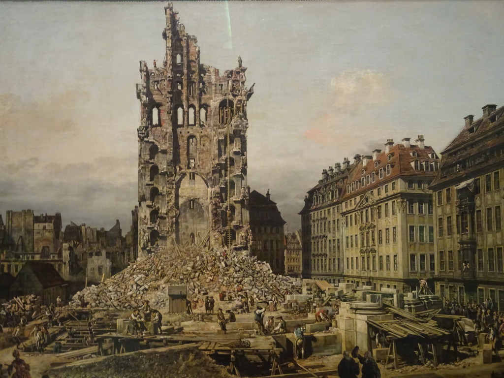 Bernardo Bellotto, De ruïnes van de Kreuzkirche in Dresen, 1765, olieverf op doek, eigen foto