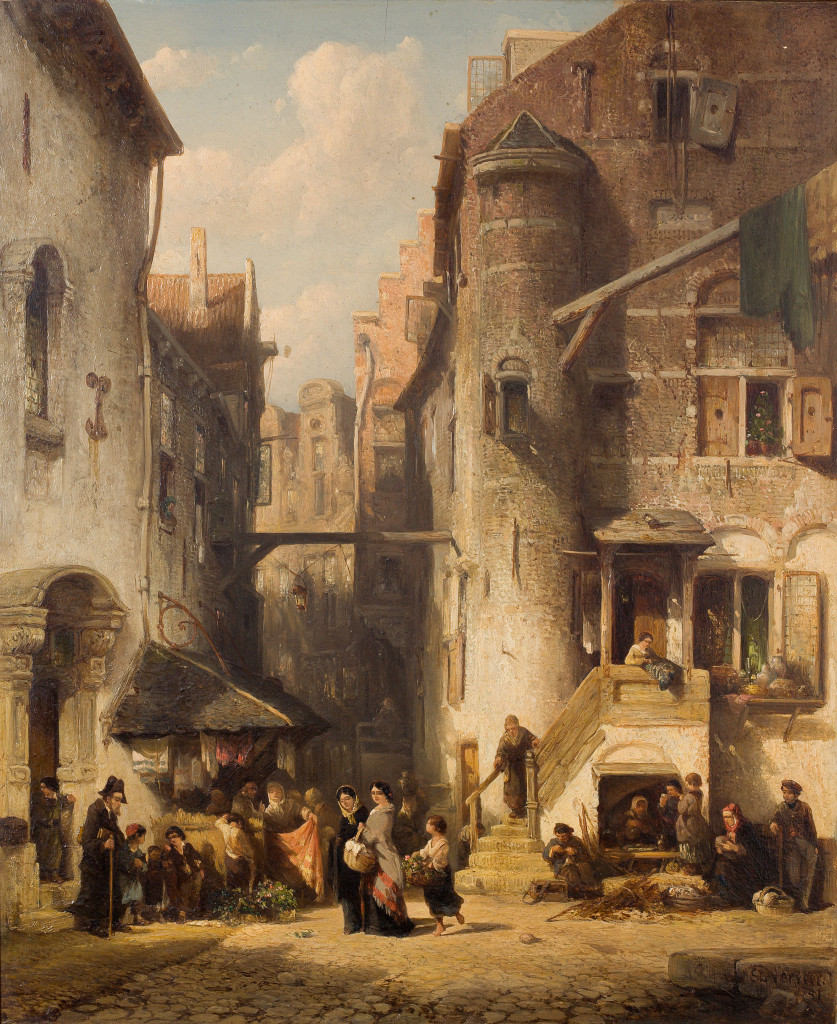 Salomon Verveer, Een straat in de Amsterdamse jodenbuurt, 1851, Stichting Twickel, Delden
