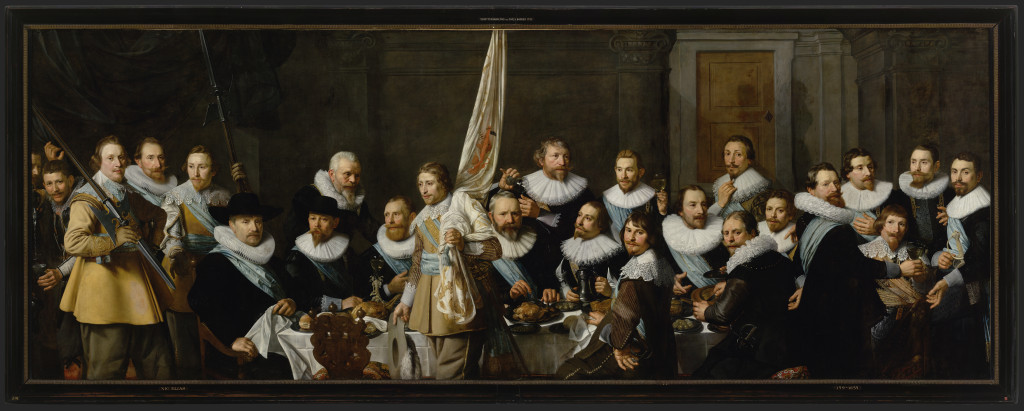 Maaltijd van schutters van wijk IX onder kapitein Jacob Backer en luitenant Jacob Rogh, 1632, Nicolaes Eliasz Pickenoy (1588-1650/56), foto Amsterdam Museum