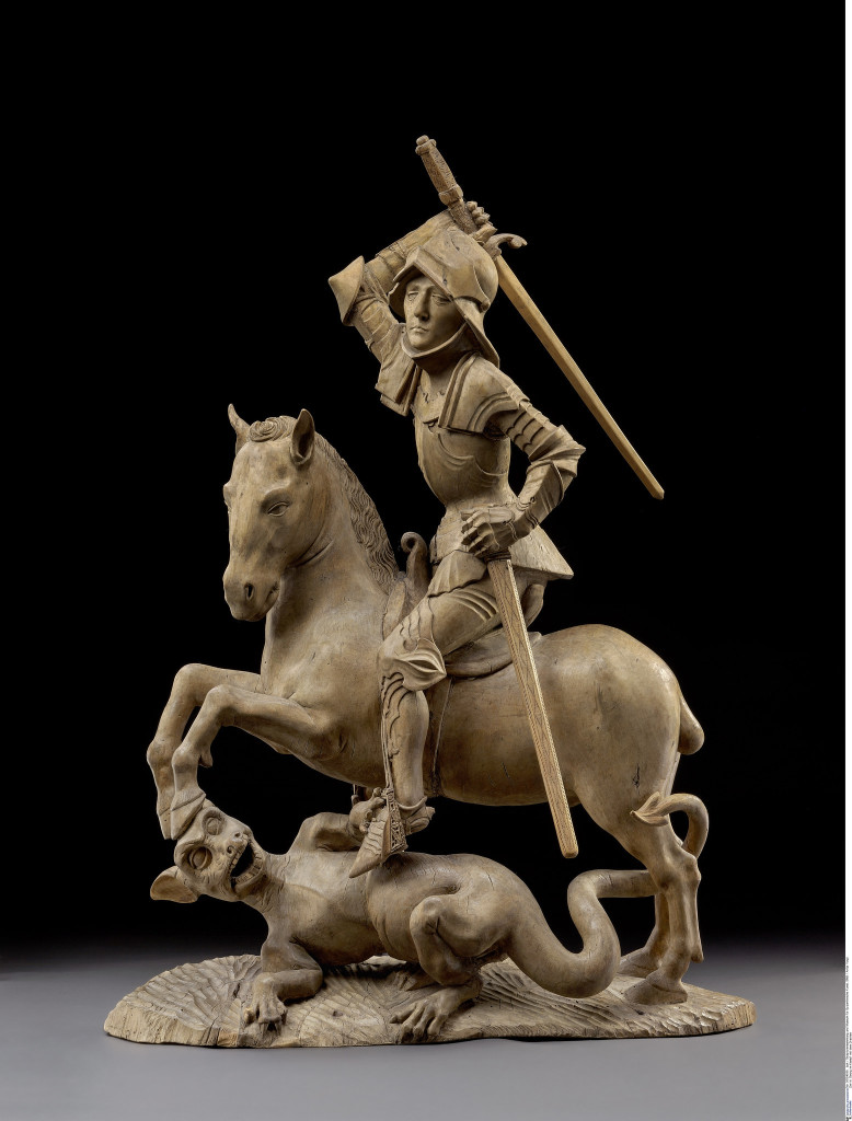 Tilman Riemenschneider, Sint-Joris vecht tegen de draak, hout, rond 1490, collectie Skulpturensammling und Museum für Byzantische Kunst der Staatliche Museen zu Berlin. Foto Mons Culturele Hoofdstad van Europa 2015