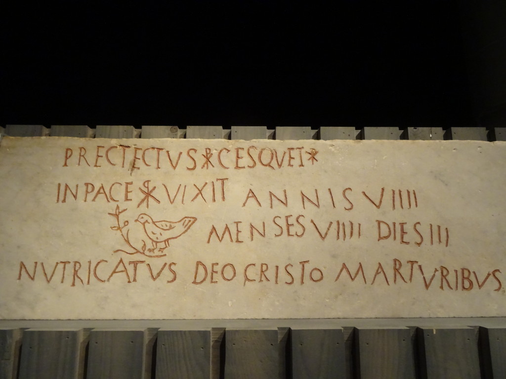 Grafplaat van Prectetus, Rome, 350-400? marmer, Vaticaanstad, Musei Vaticani, detail eigen foto