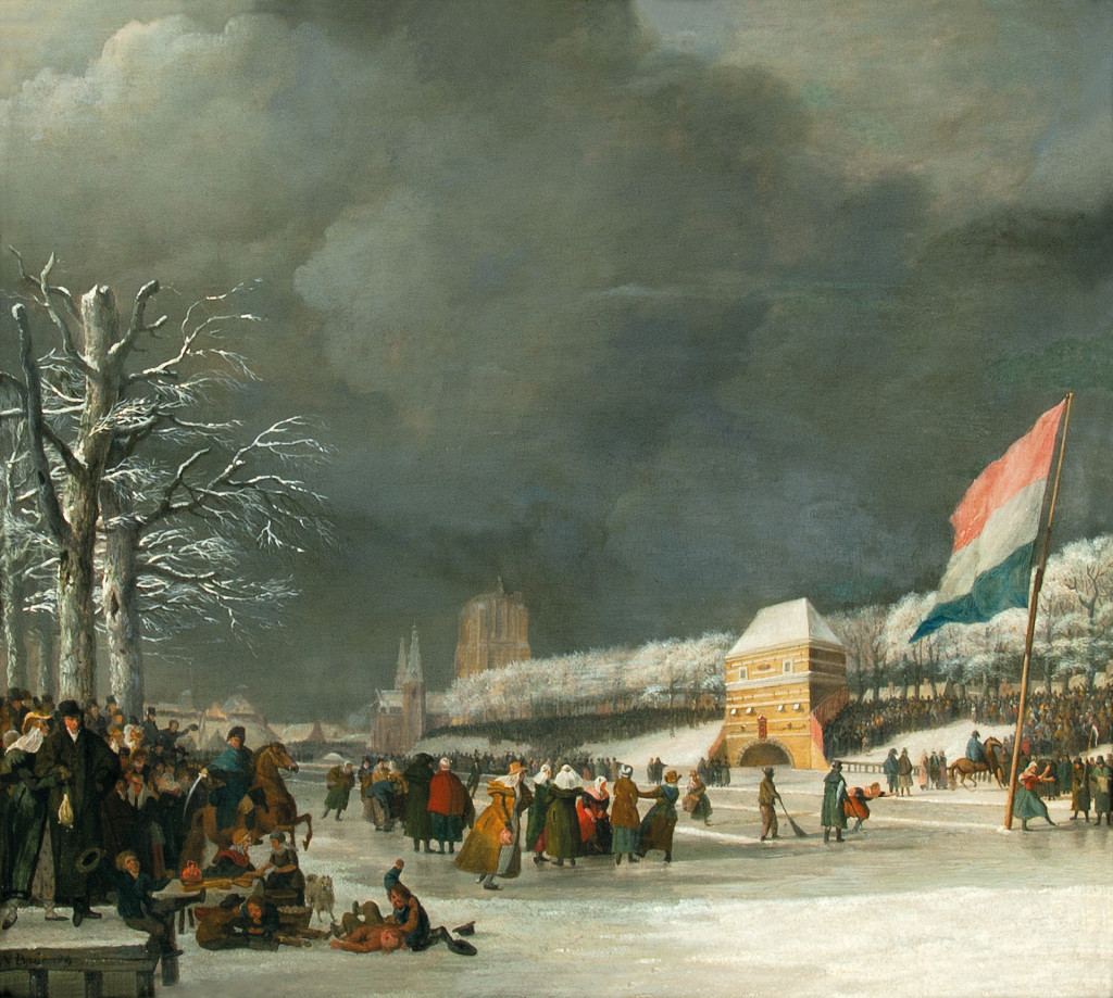 Nicolaas Baur (1767-1820), Schaatswedstrijd voor vrouwen op de Westersingel in Leeuwarden, 21 januari 1809, 1809, collectie Fries Museum Leeuwarden