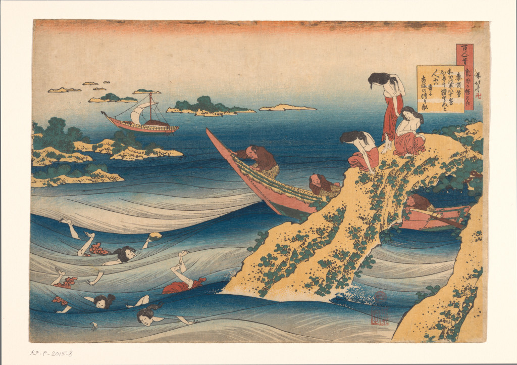 Katsushika Hokusai (1760-1849), Sangi Takamura uit de serie Honderd Gedichten Uitgelegd door de Min, 1835-1836, foto Rijksmuseum