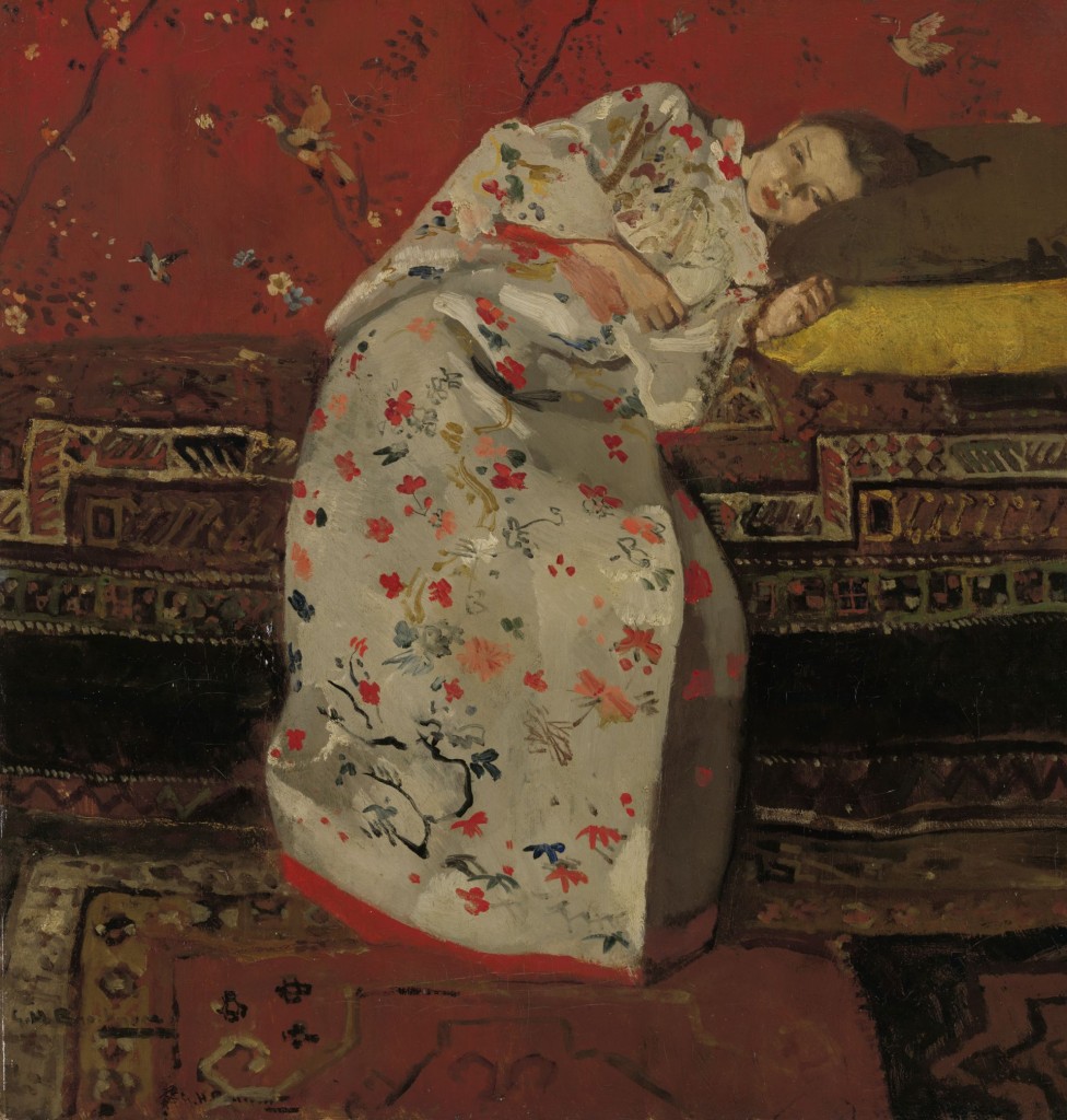 Meisje in witte kimono, George Hendrik Breitner, 1895-1896,  Rijksmuseum Twenthe