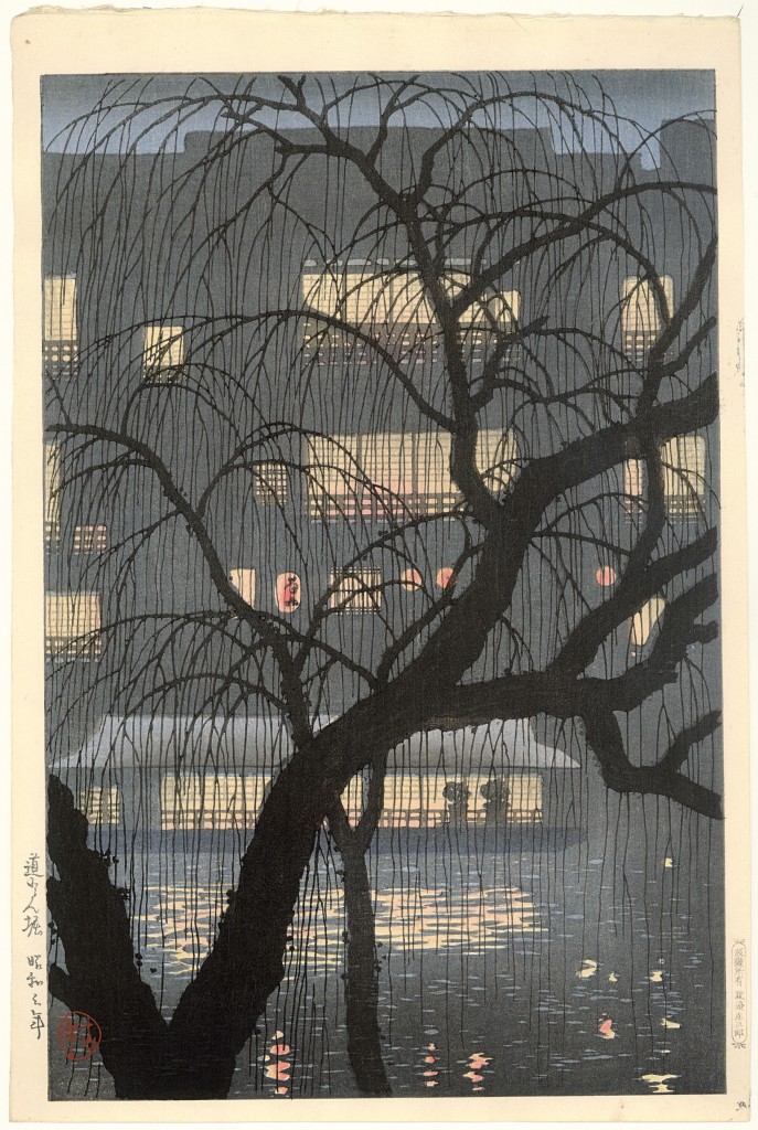 Dotonbori, Uehara Konen, 1928, uitgegeven door Watanabe Shozanuro, foto Rijksmuseum, collectie Elise Wessels - Nihon no hanga