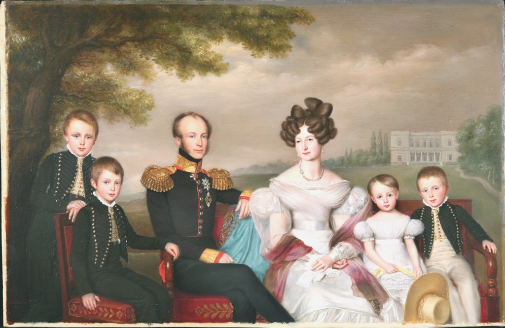 Familieportret van Willem II, Koning der Nederlanden, als Prins van Oranje, Jean Baptiste van der Hulst, ca 1832, olieverf, Koninklijke Verzamelingen Den Haag