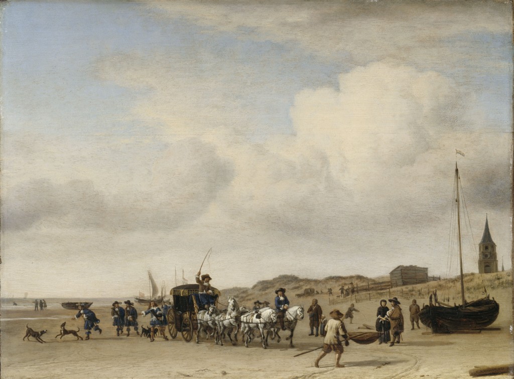 Adriaen van de Velde (1636-1672), Een rijtuig op het strand bij Scheveningen, 1660, Musée du Louvre, Parijs