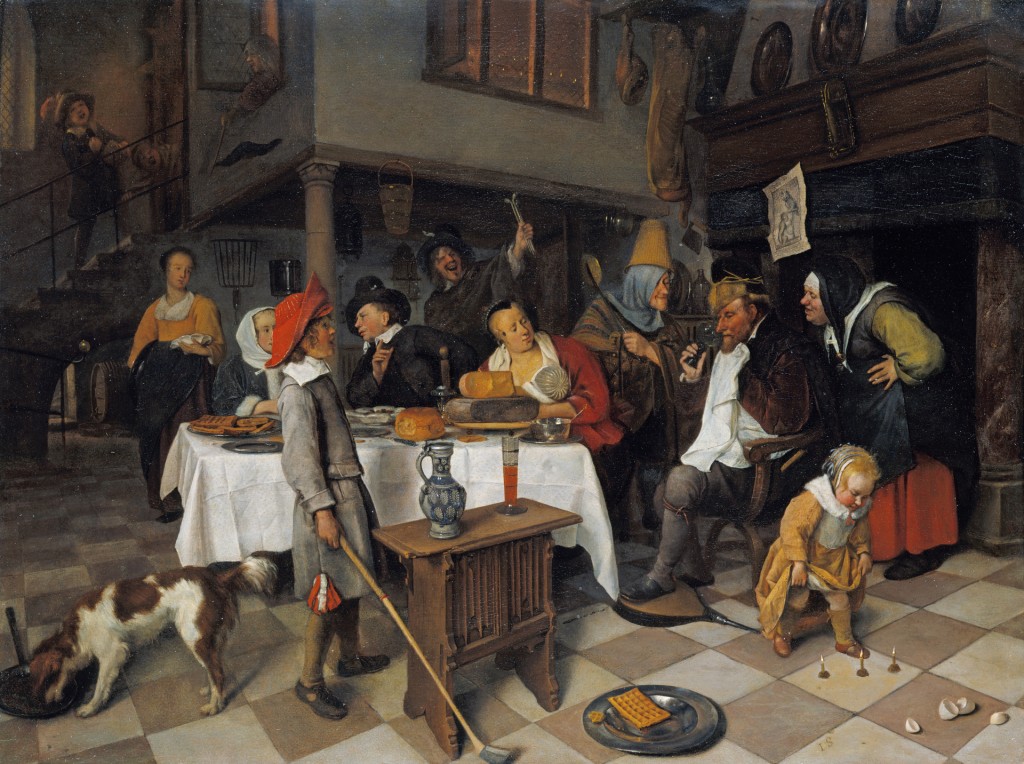 Jan Steen (1626-1679), Driekoningenfeest: De koning drinkt, ca. 1661, aangekocht door George IV, 1814, The Royal Collection