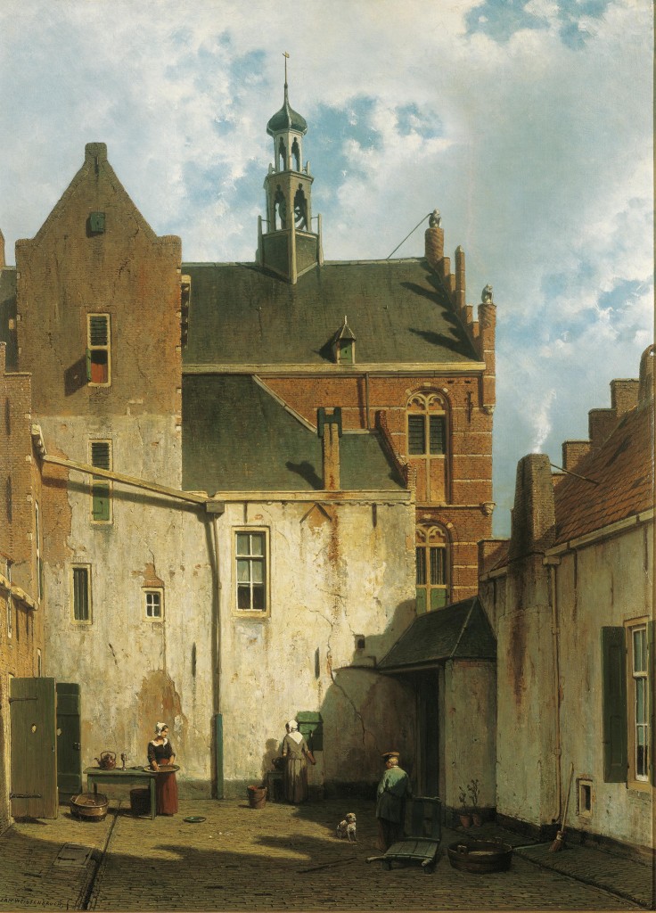 Jan Weissenbruch, Binnenplaats bij het stadhuis te Culemborg, ca. 1855, olieverf op doek, Dordrechts Museum, Dordrecht