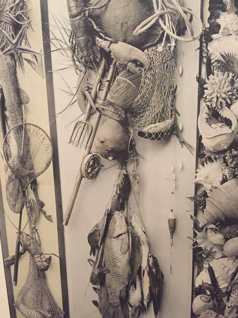 Martin Gerlach, compositie met mossels, vissen, zeekreeft en visgerei, Festons und Decorative Gruppen, Wenen, derde editie, 1897-98, detail eigen foto