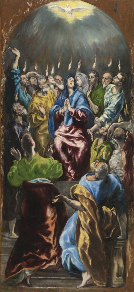 El Greco, Pentecostés (Pinksteren), ca. 1600. olieverf op doek, 275x127 cm c Photographic Archive. Museo Nacional del Prado. Madrid