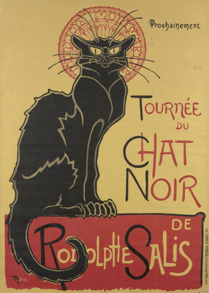 Affiche voor tournee van Le Chat Noir, 1896, Thëophile-Alexandre Steinlen (1859-1923),litho in twee kleuren op bruin velijn papier, 140 x 100 cm, Van Gogh Museum Amsterdam