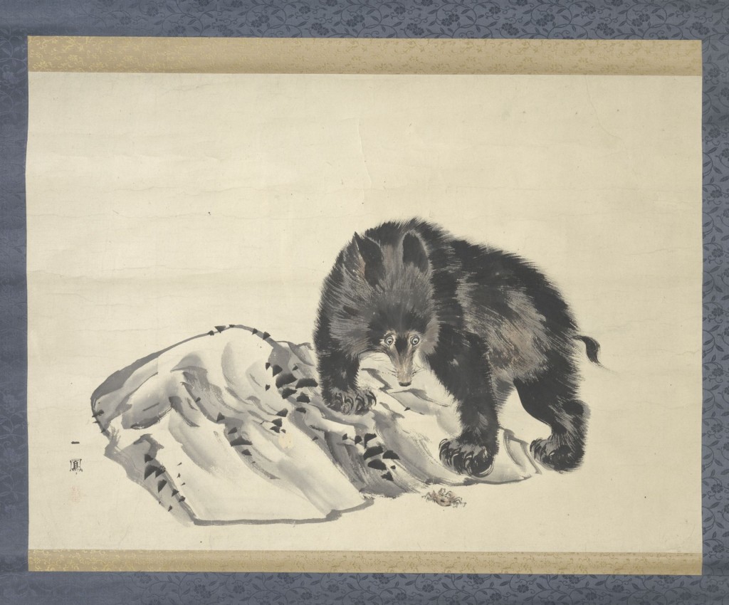 Beer en krab bij een rots, Mori Ippo, 1808-1871, schenking J.P. Filedt Kok, Amsterdam, 2015