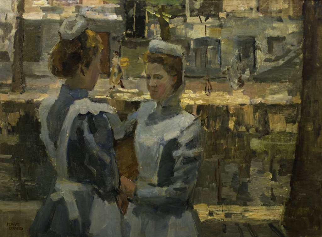 Isaac Israëls (1865-1934), Dienstmeisjes op de Leidsegracht, olieverf op doek, 60 x 81 cm, Groninger Museum