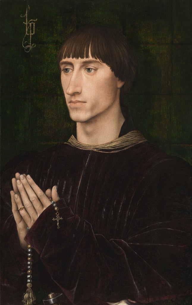 Rogier van der Weyden, Portret van Philippe de Croy, op de achterzijde familiewapen, ca. 1460, paneel, 49 x 30 cm. Koninklijk Museum voor Schone Kunsten Antwerpen