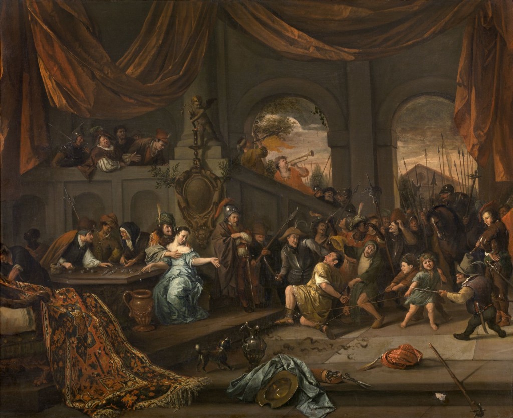 Jan Steen, De bespotting van Simson, c. 1675-1676, doek 65 x 82 cm, Koninklijk Museum voor Schone Kunsten, Antwerpen 