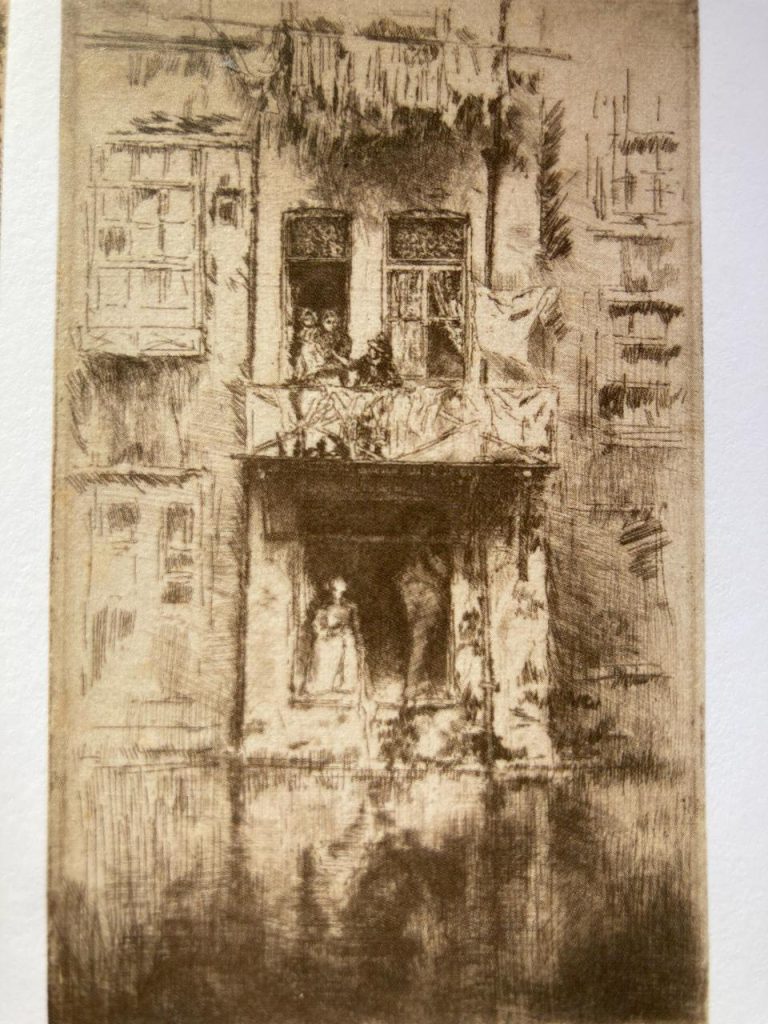 Balcony, Amsterdam 1889 Droge naald ets op papier